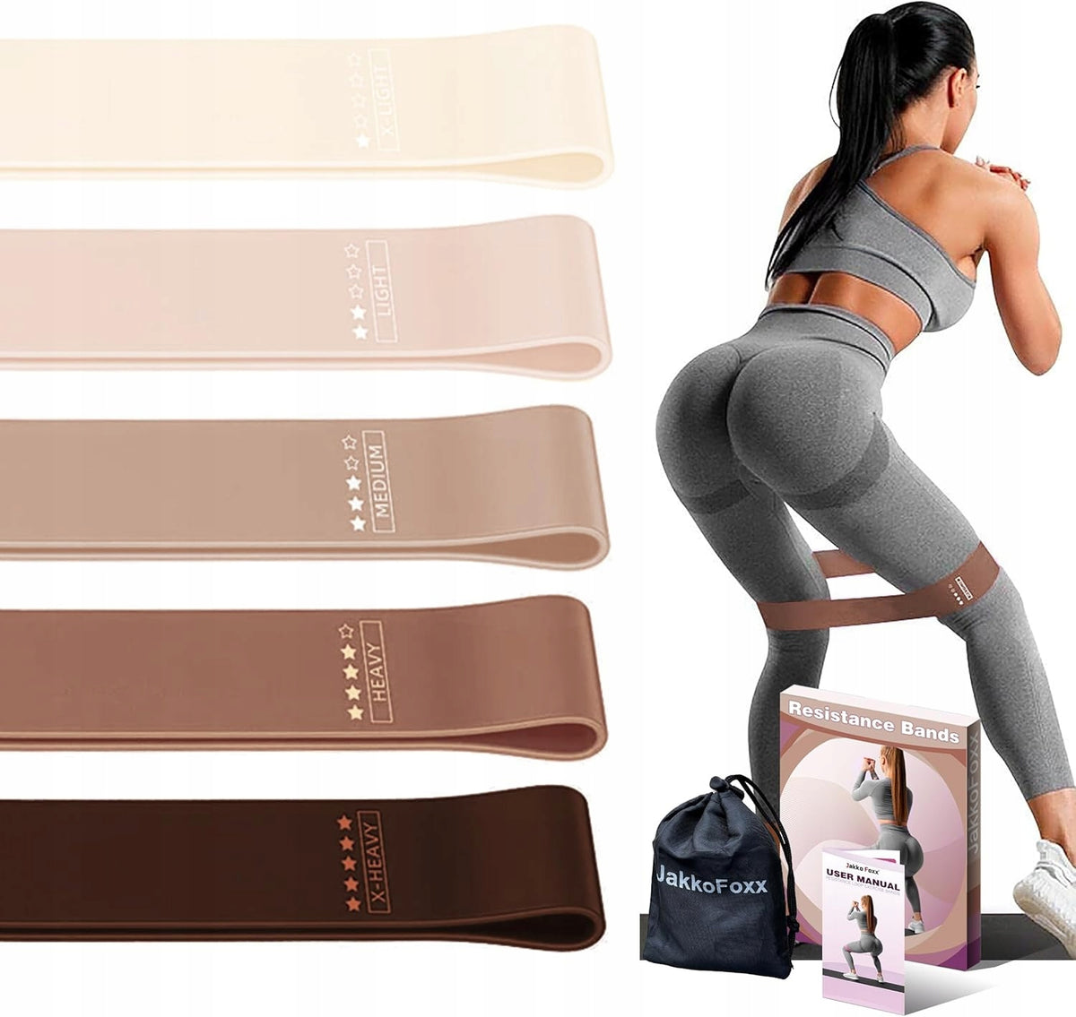 EXERCISE LOOP RESISTANCE BANDS 5 PCS FITNESS SET