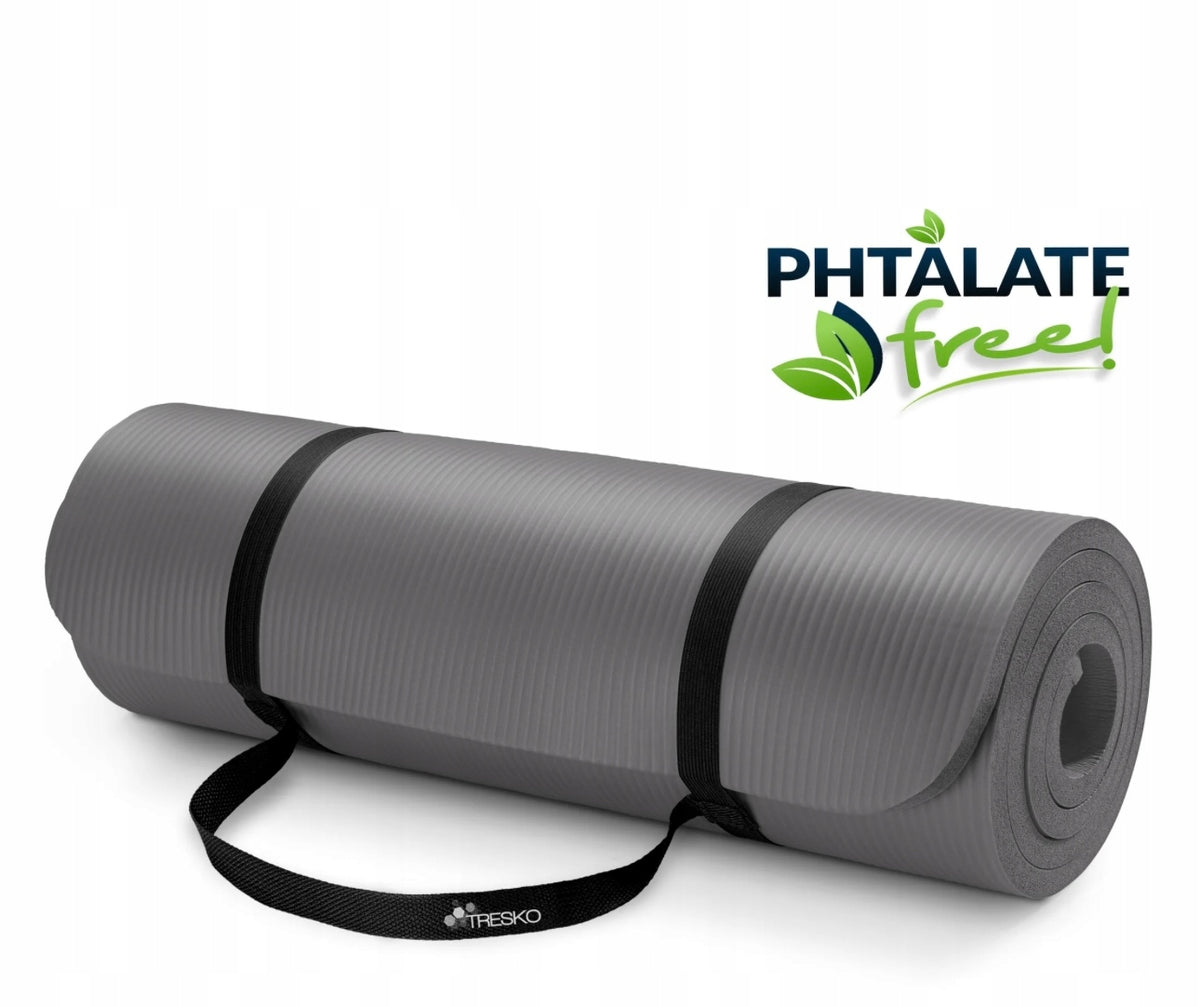 EXERCISE MAT 185 cm x 60 cm GREY, NO ELASTIC BAND TO CARRY