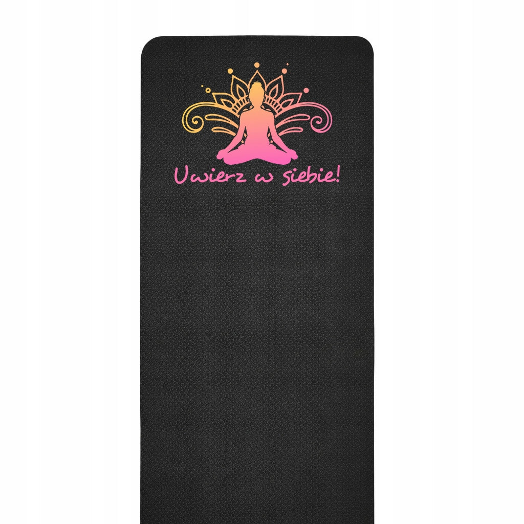 EXERCISE MAT BLACK FITNESS YOGA BELIEVE IN YOURSELF GYM TRAINING MAT Packaging status original