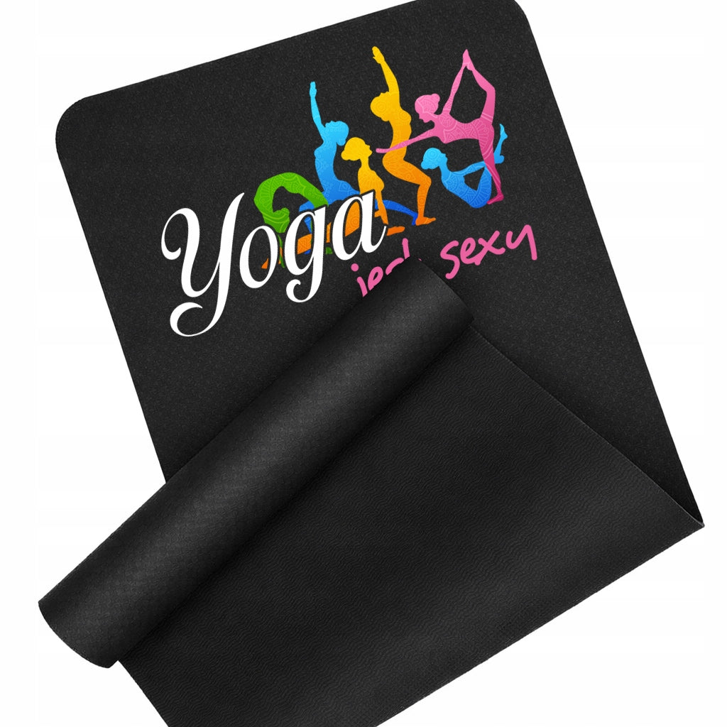 EXERCISE MAT BLACK FITNESS YOGA IS SEXY GYM TRAINING MAT