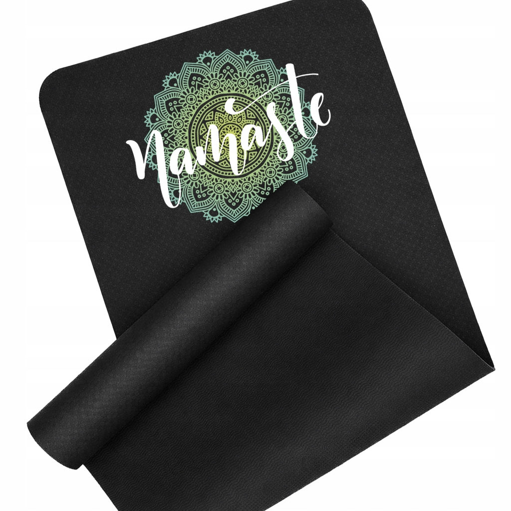 EXERCISE MAT BLACK FITNESS YOGA NAMASTE FRACTALS TRAINING MAT