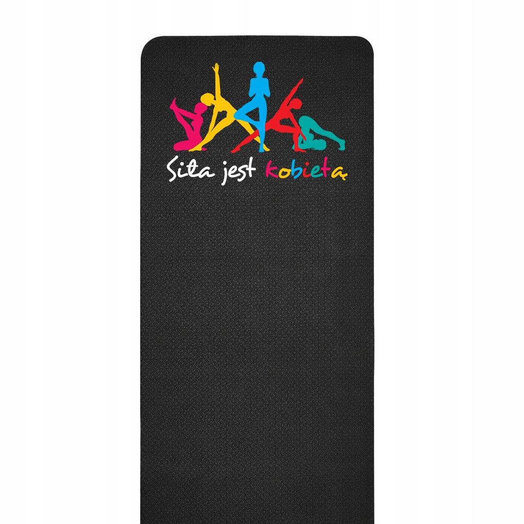 EXERCISE MAT BLACK FITNESS YOGA STRENGTH IS A WOMAN TRAINING MAT Packaging status original
