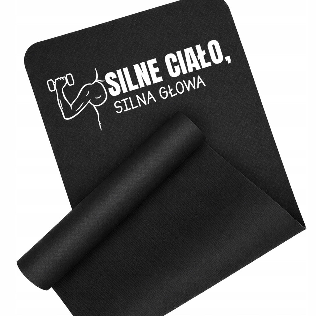 EXERCISE MAT BLACK STRONG BODY STRONG HEAD FITNESS TRAINING FOR GYM