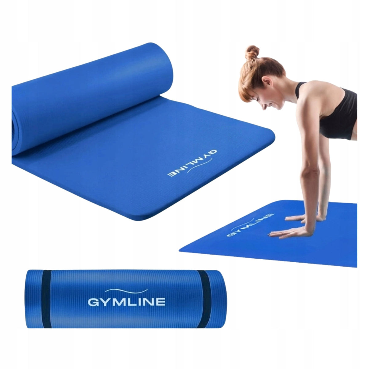 EXERCISE MAT BLUE 180x60 cm NBR 1,5 cm FOR YOGA FITNESS GYMNASTIC