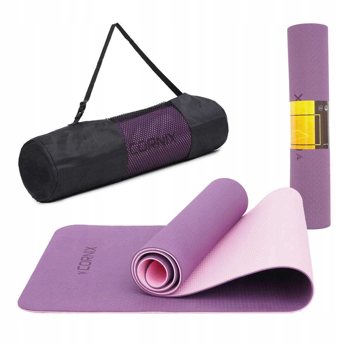 EXERCISE MAT CORNIX TPE 6mm NON-SLIP + FITNESS YOGA COVER