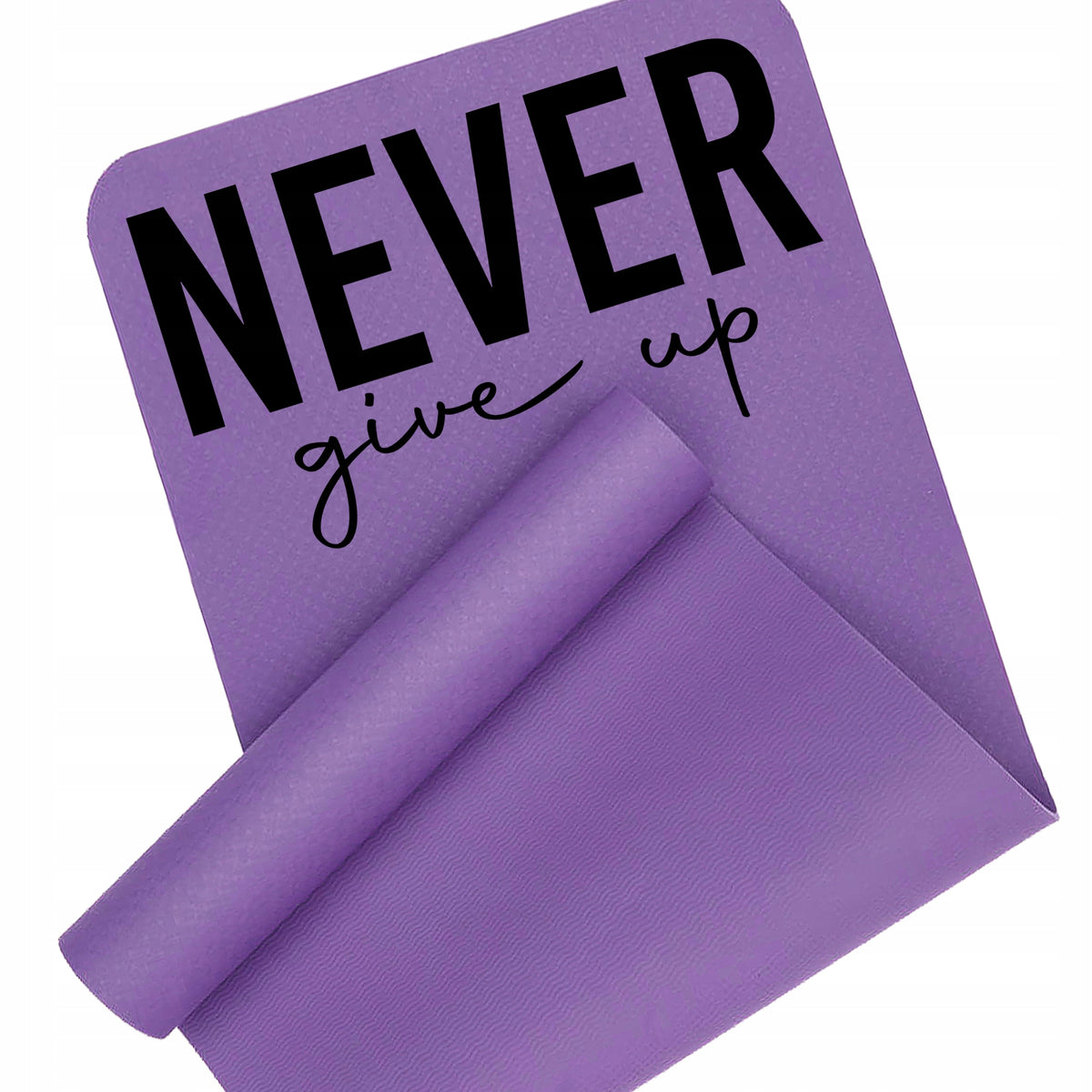 EXERCISE MAT NON-SLIP PURPLE YOGA FITNESS THICK Never Give Up