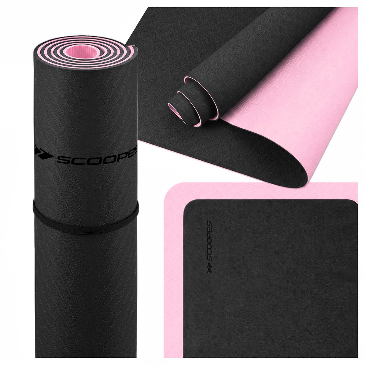 EXERCISE MAT NON-SLIP YOGA FITNESS TPE 6 MM SOFT LARGE 183x61 CM