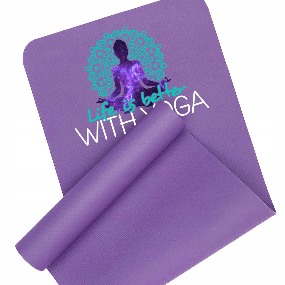 EXERCISE MAT PURPLE FITNESS YOGA LIFE IS BETTER WITH YOGA MAT