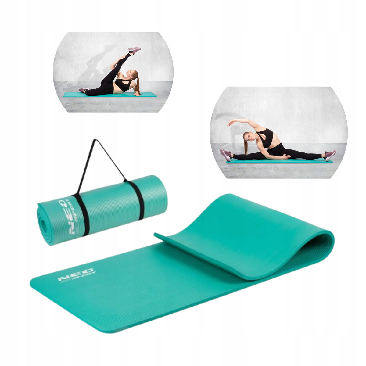 EXERCISE MAT THICK 183 x 60 CM NEO-SPORT TURQUOISE
