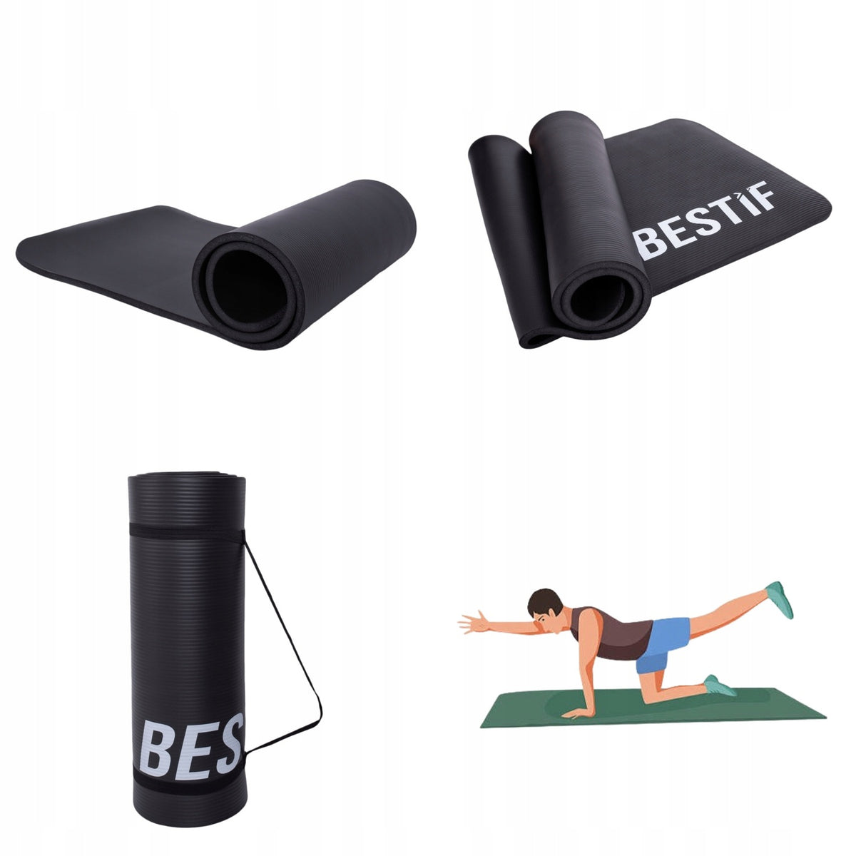 EXERCISE MAT THICK MAT DURABLE STRONG YOGA FITNESS TRAINING NBR