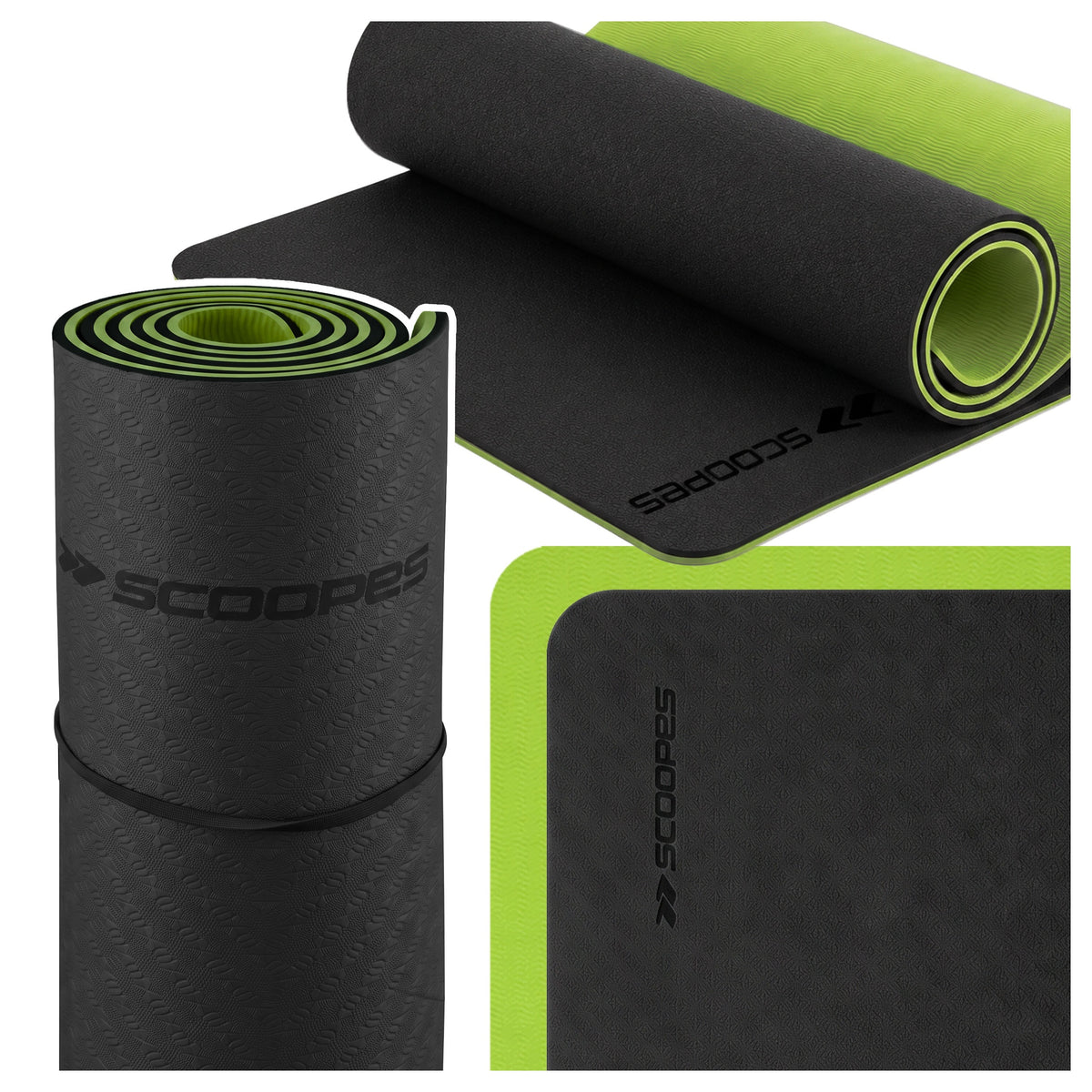 EXERCISE MAT THICK NON-SLIP YOGA FITNESS TPE SOFT LARGE 183x61 CM