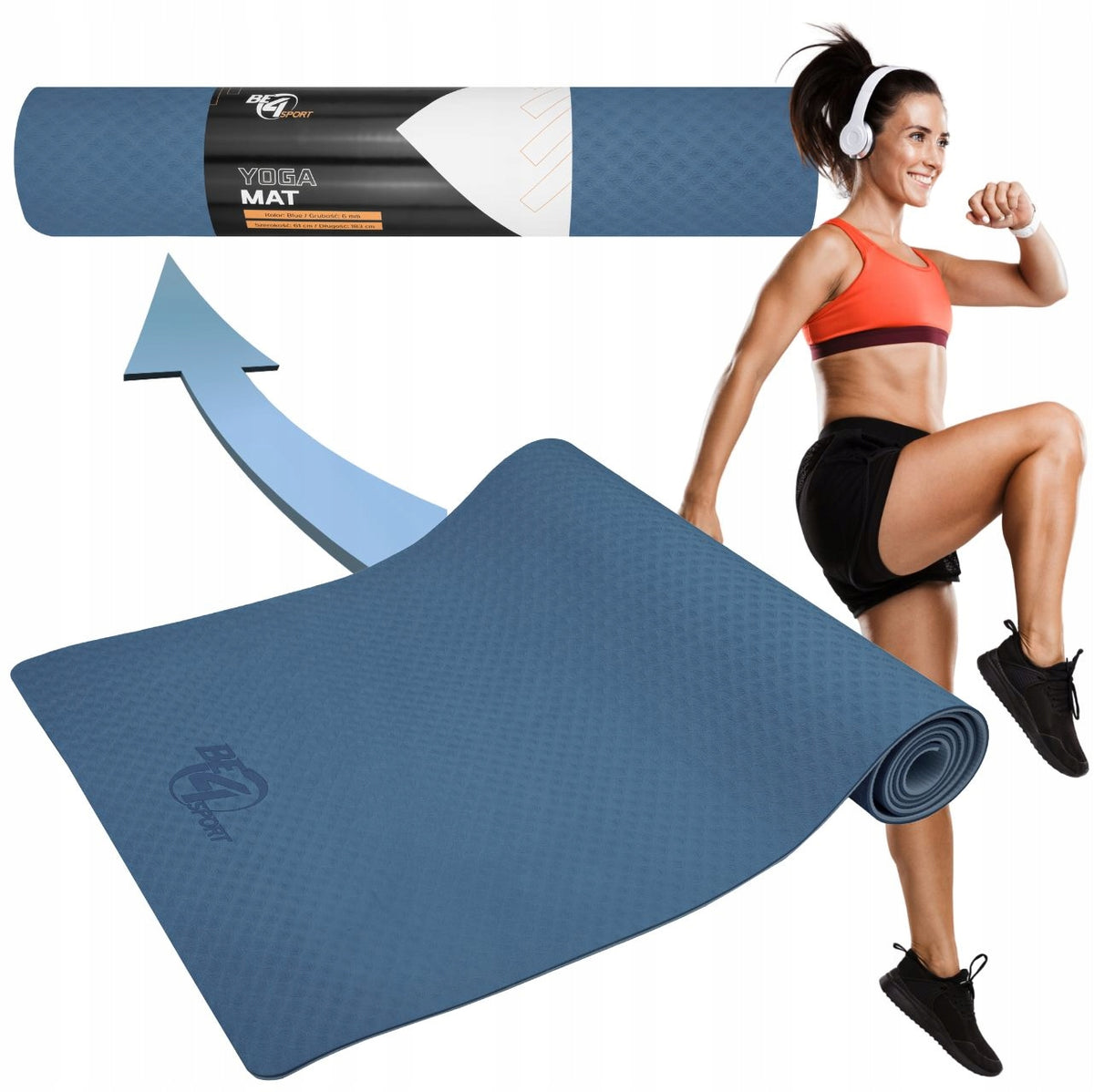EXERCISE MAT YOGA FITNESS MAT DOUBLE SIDED NON-SLIP 6mm TPE Packaging status original
