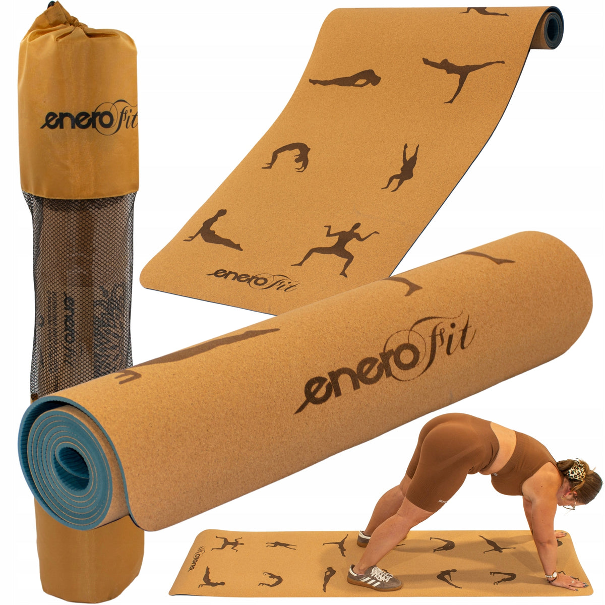 EXERCISE MAT YOGA WORKOUTS FITNESS CORK TPE NON-SLIP ENERO FIT