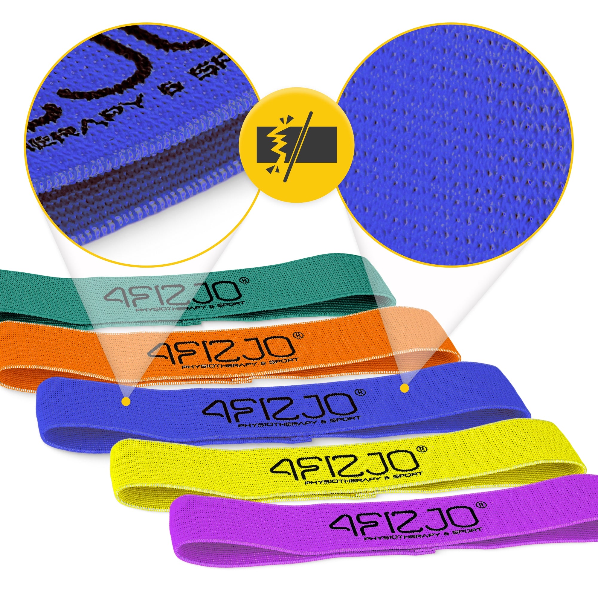 EXERCISE MATERIAL RUBBER FITNESS SET NON-SLIP FLEX BAND 5 PCS. Manufacturer code Gumy oporowe do ćwiczeń FLEX BAND