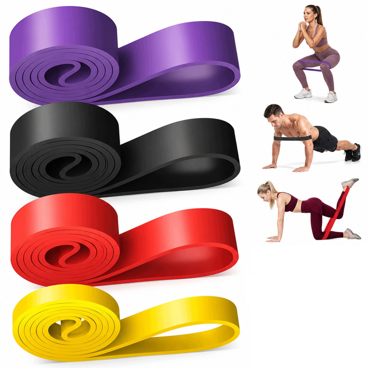 EXERCISE RESISTANCE RUBBERS SET OF 4 STRONG POWER BAND FITNESS 8-85 lbs