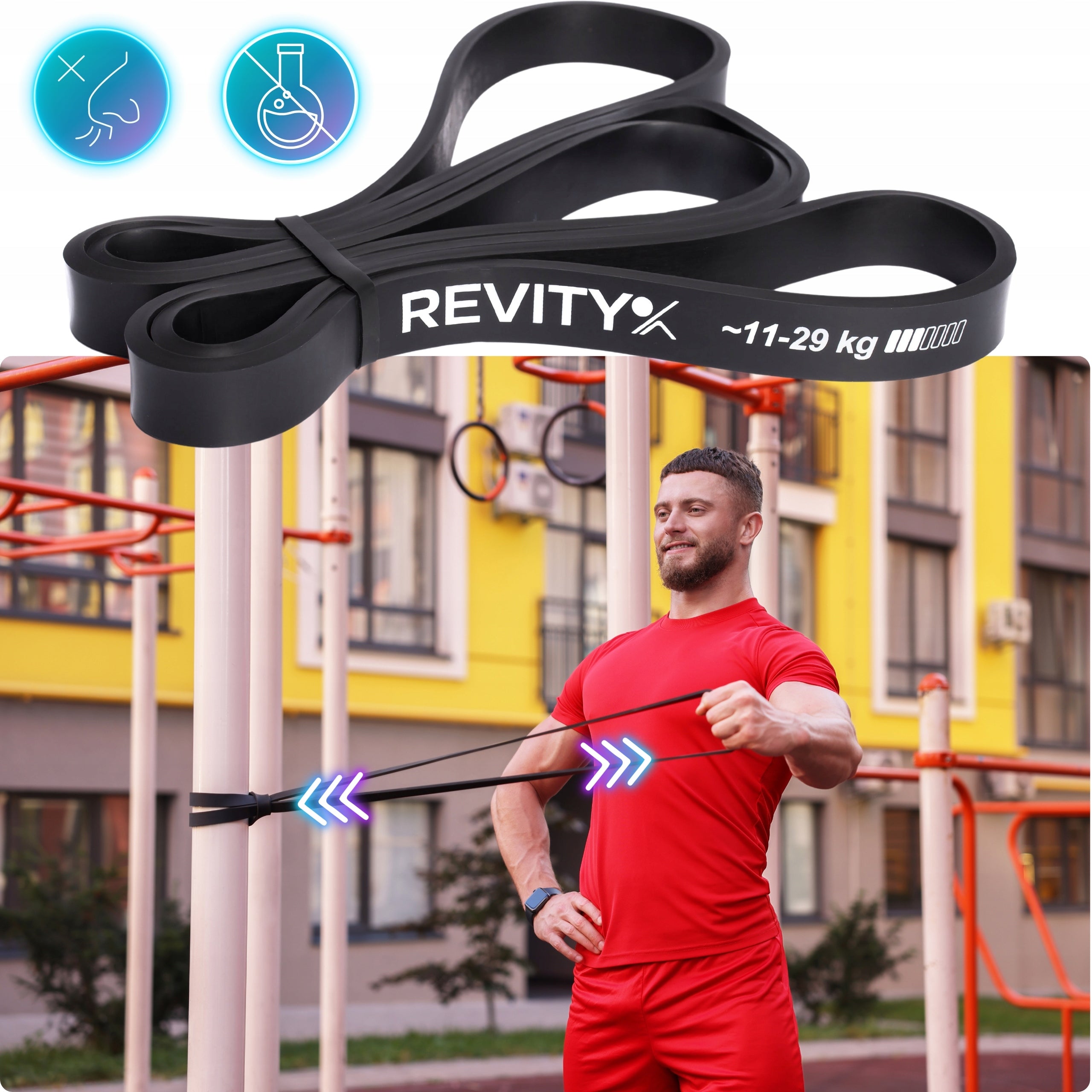EXERCISE RESISTANCE TAPE PULL-UP RUBBER PREMIUM A+ RESISTANCE 11-29 kg Width 45 mm