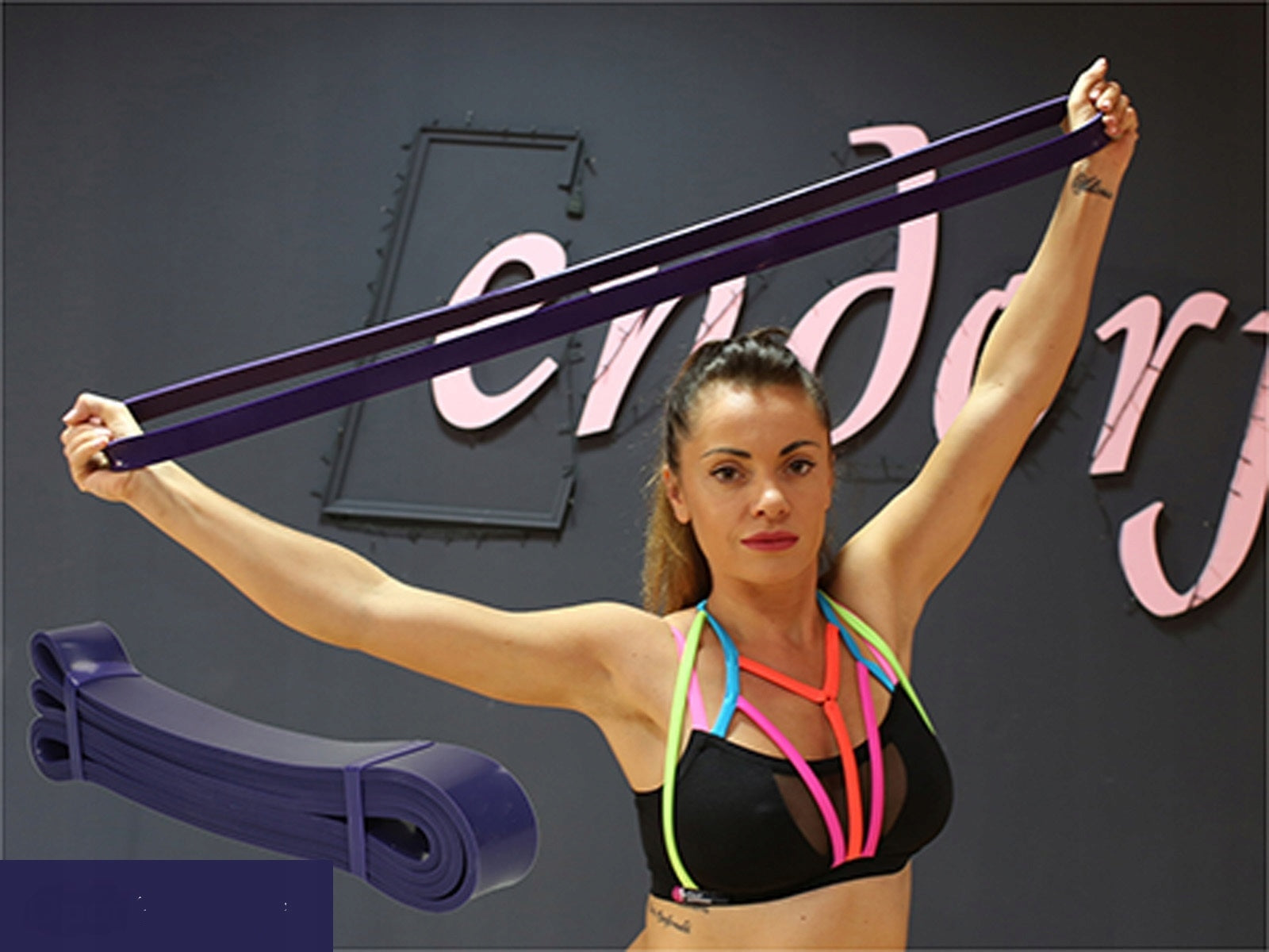 EXERCISE RUBBER LATEX TAPE POWER BAND RESISTANCE 16-39kg 32mm purple Color pink