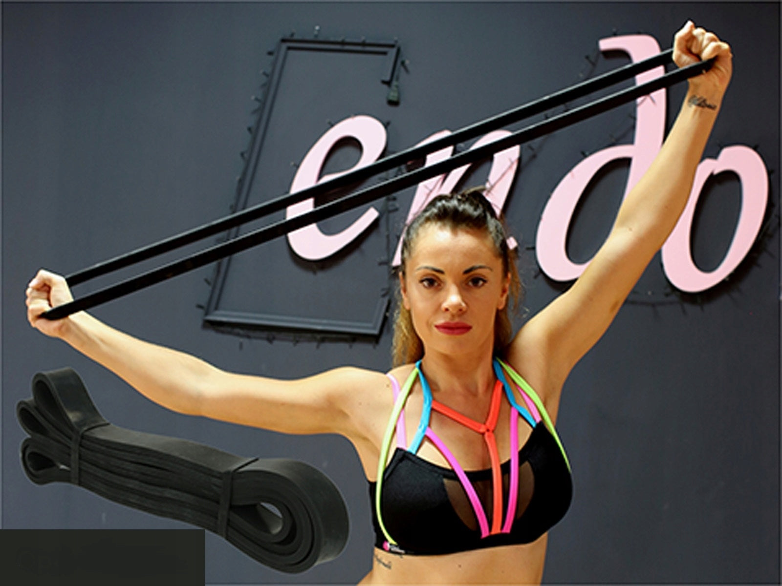 EXERCISE RUBBER LATEX TAPE POWER BAND RESISTANCE 16-39kg 32mm purple Length 208 cm