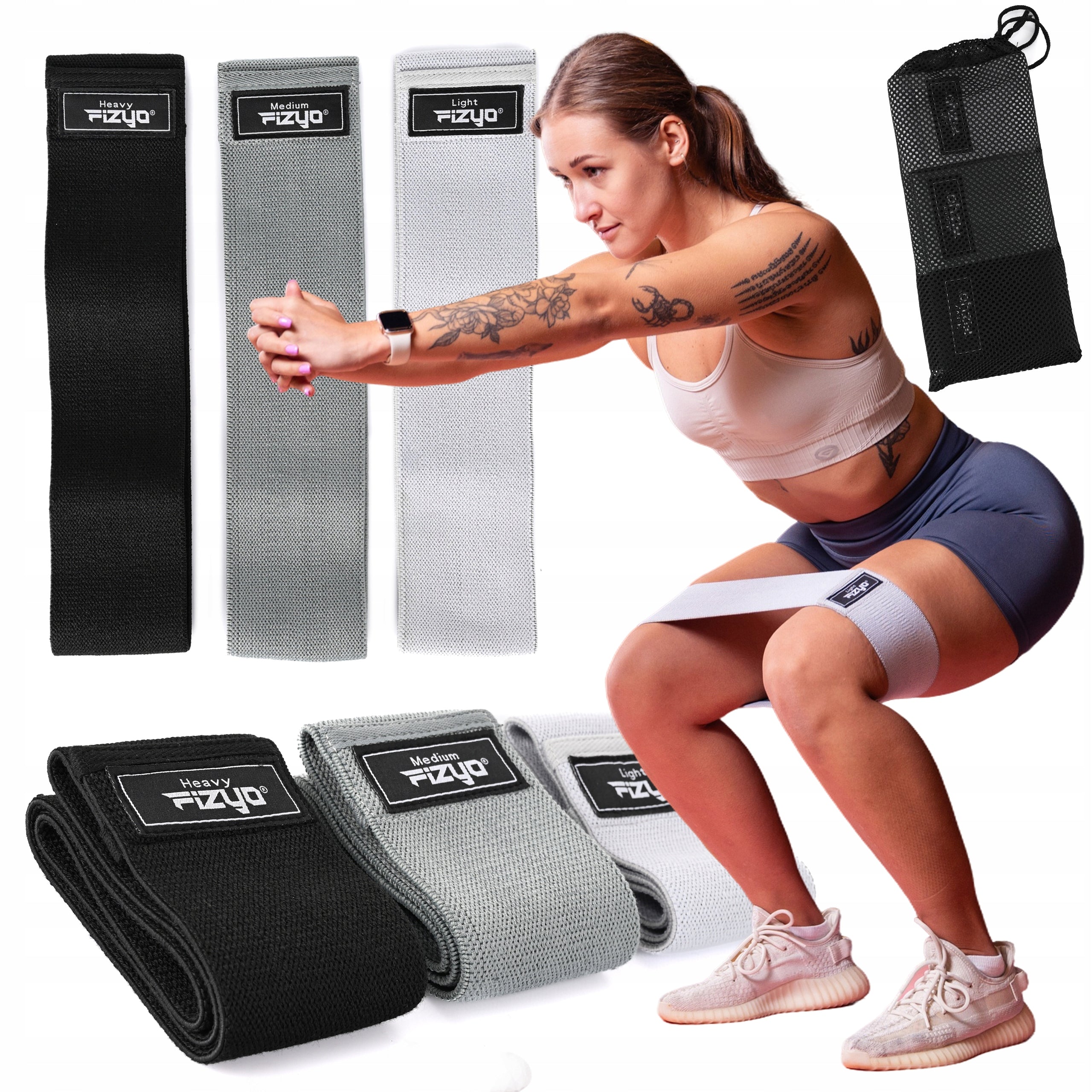 EXERCISE RUBBER MATERIAL MINI HIP BAND TAPE SET OF 3 GLUTE RUBBERS