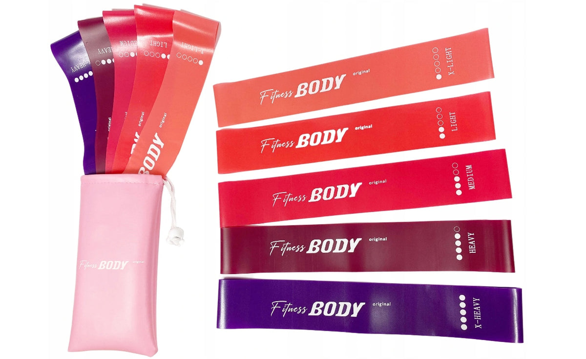 EXERCISE RUBBER MINI BAND SET OF 5 LATEX RESISTANCE RUBBER FITNESS BANDS