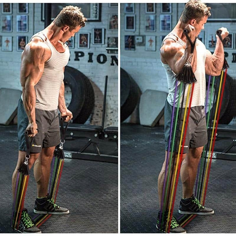 EXERCISE RUBBER RESISTANCE TRAINING BANDS DURABLE STRONG 5 DIFFERENT LOADS Color multicolor