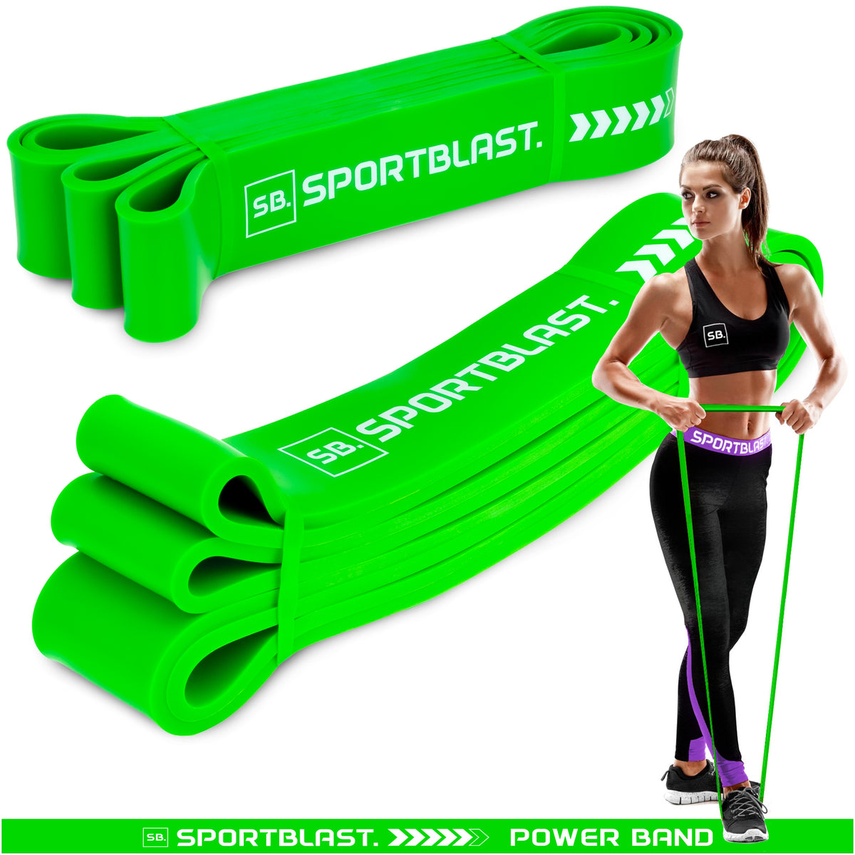 EXERCISE RUBBER STRONG RESISTANCE TRAINING TAPE RESISTANCE 26-36KG GREEN