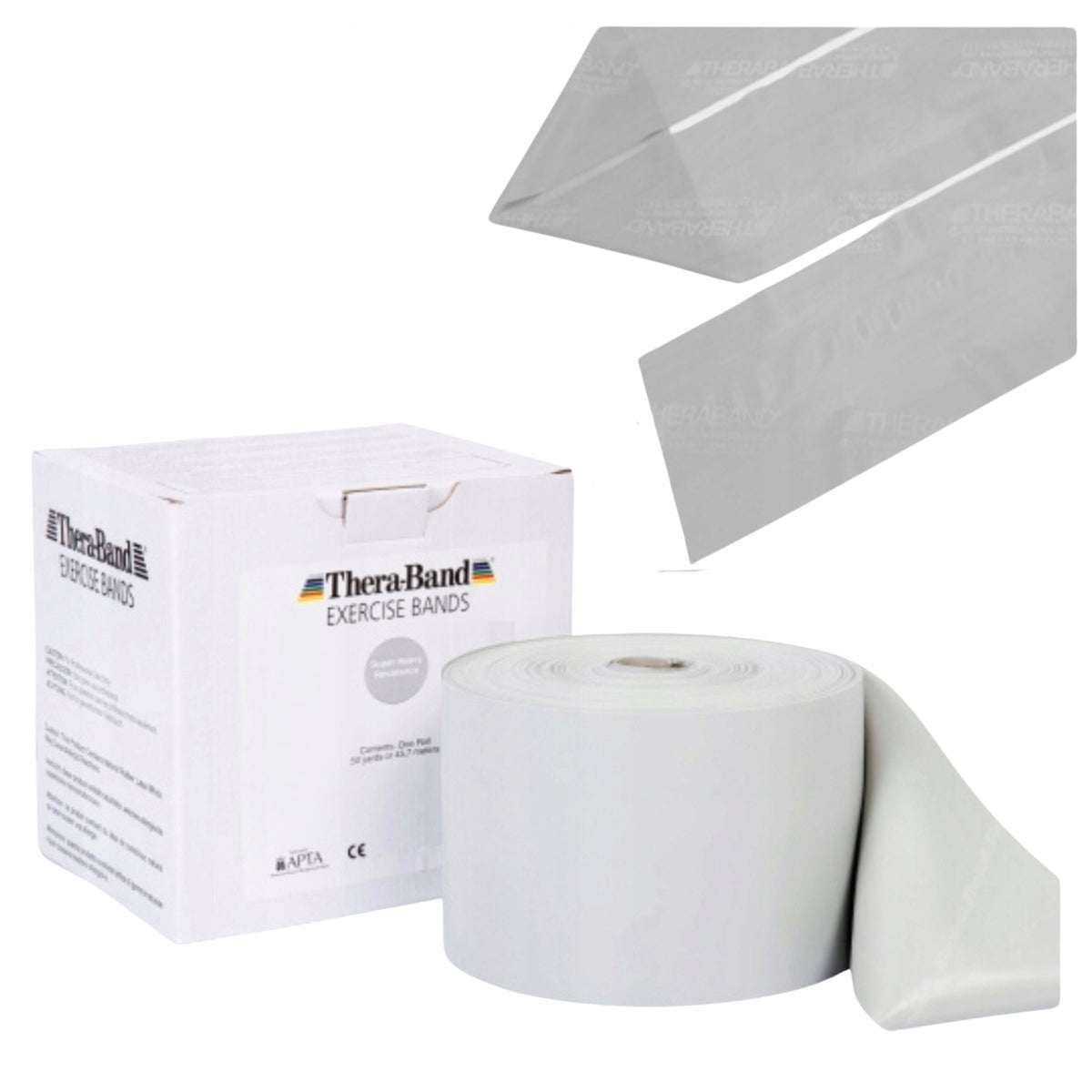 EXERCISE RUBBER THERA BAND REHABILITATION 1,5M SUPER STRONG RESISTANCE SILVER