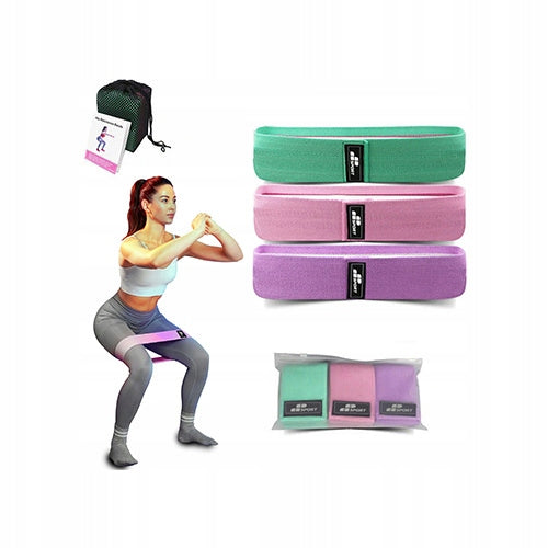 EXERCISE RUBBERS 3 RESISTANCE BANDS HIP BAND MINI muscle power set Packaging status original