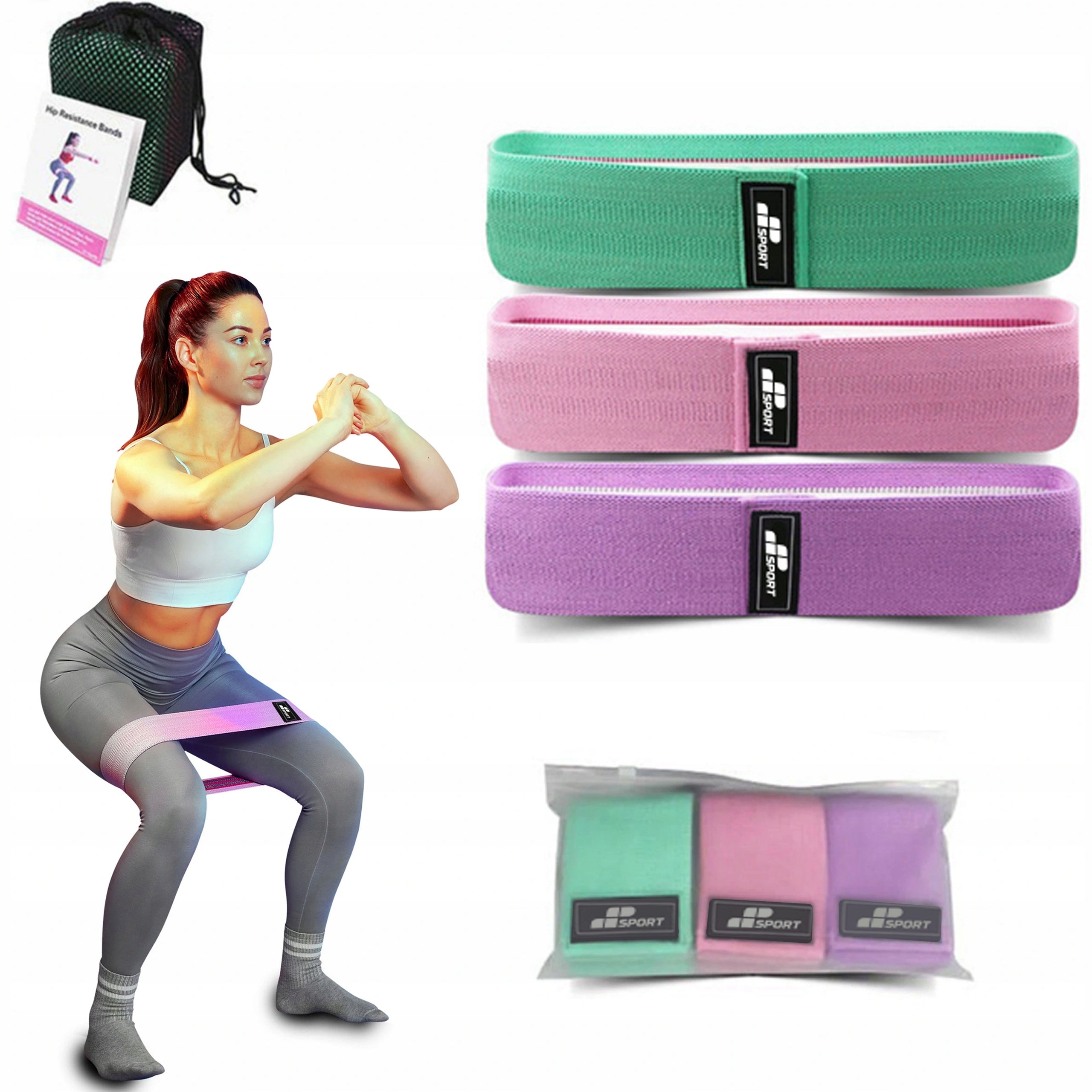 EXERCISE RUBBERS 3 RESISTANCE BANDS HIP BAND MINI muscle power set