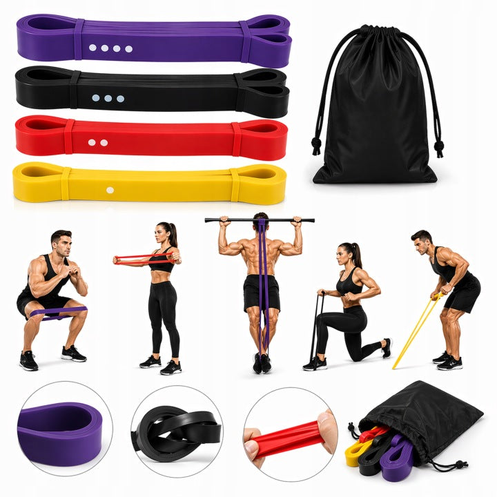 EXERCISE RUBBERS POWER BAND Rubber Strong Resistance Band Fitness SET OF 4 Manufacturer code ZESTAW 4 GUM DO ĆWICZEŃ