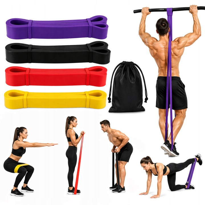 EXERCISE RUBBERS POWER BAND Rubber Strong Resistance Band Fitness SET OF 4