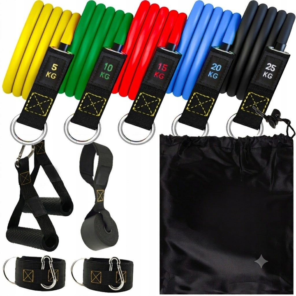 EXERCISE RUBBERS SET OF 5 RESISTANCE RUBBERS RESISTANCE FITNESS TRAINING HANDLES
