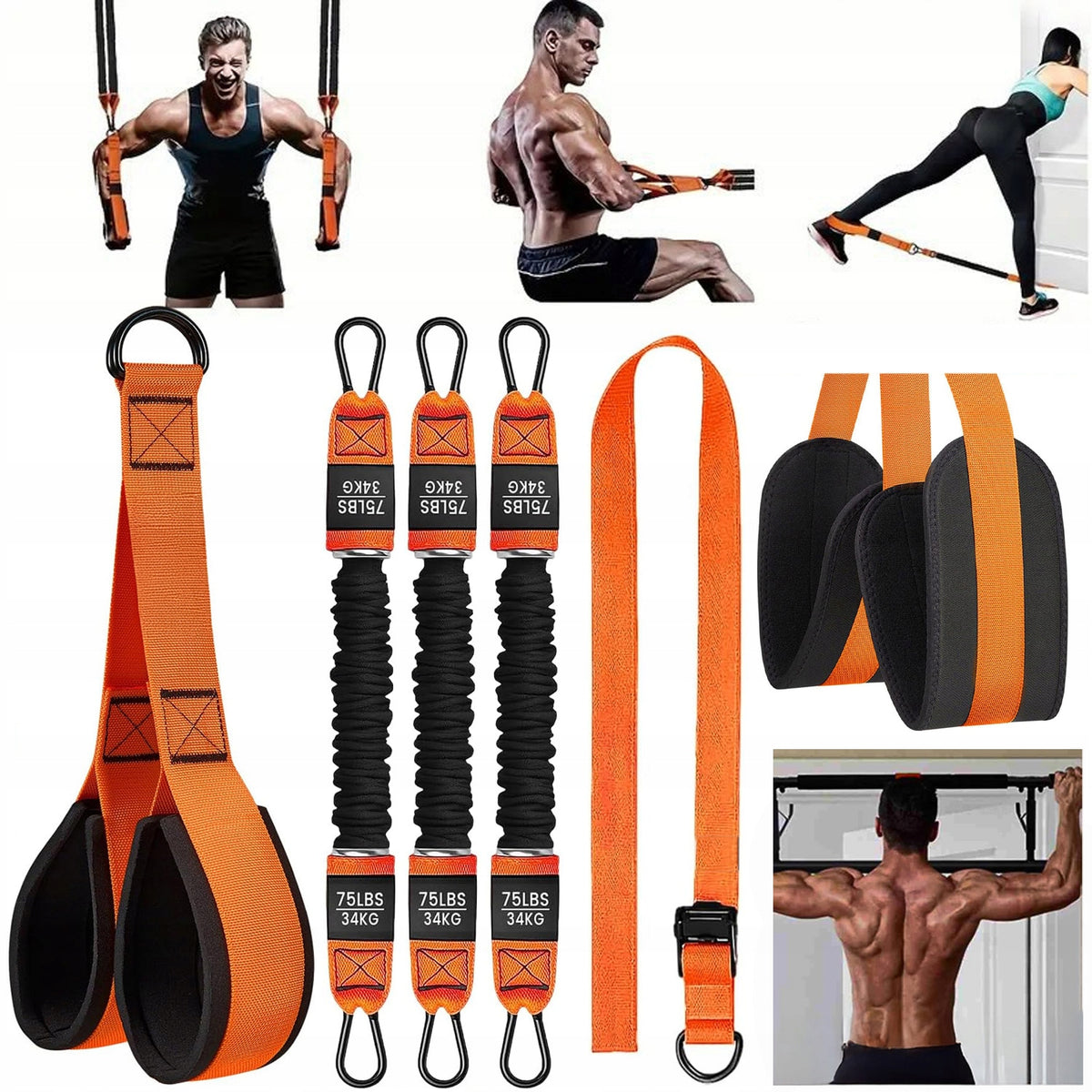 EXERCISE TAPES FITNESS TRAINING BELTS SET WITH PROFESSIONAL ACCESSORIES