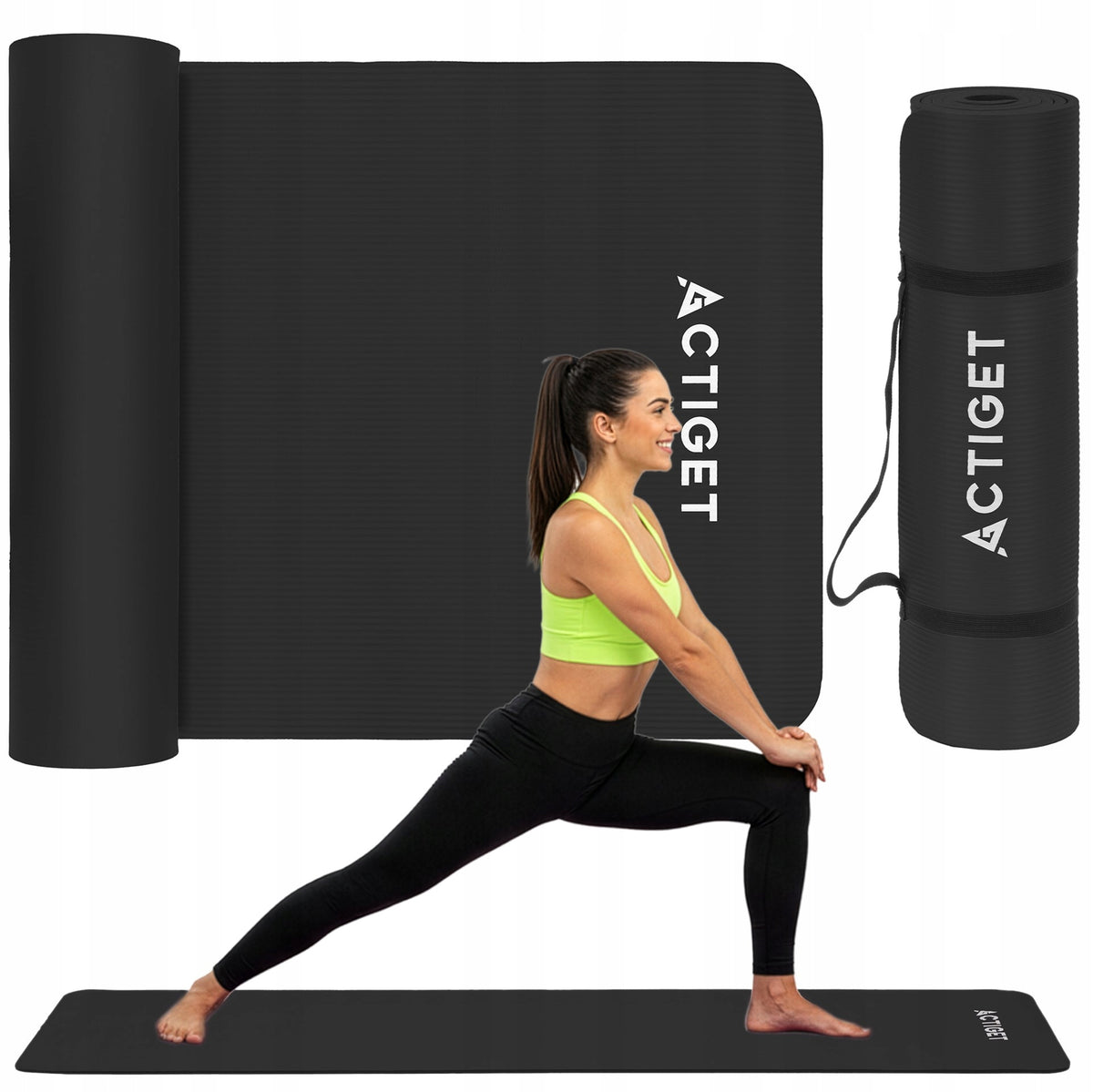 EXERCISE YOGA MAT 180x60 FITNESS NON-SLIP NBR GYMNASTIC HANDLE