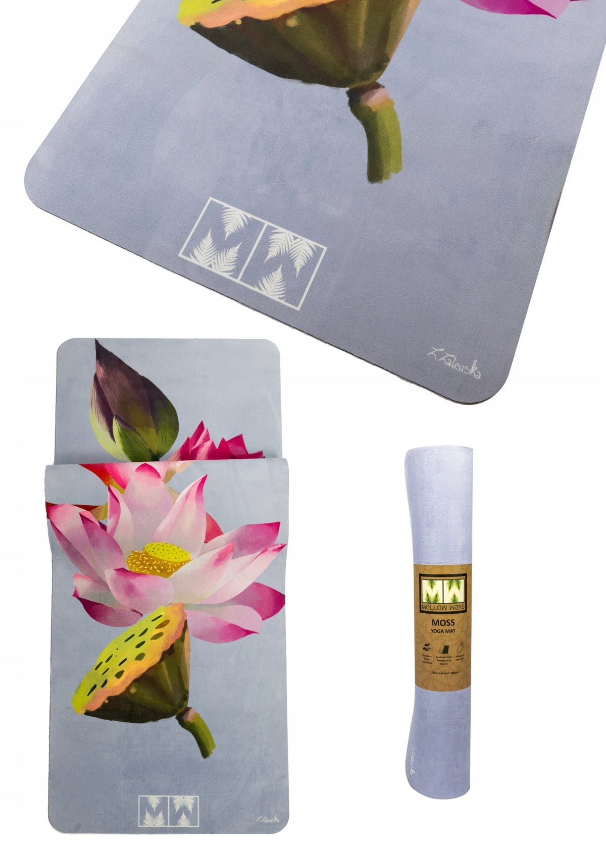 EXERCISE YOGA MAT NATURAL FITNESS RUBBER MICROFIBER MELLOW WAYS