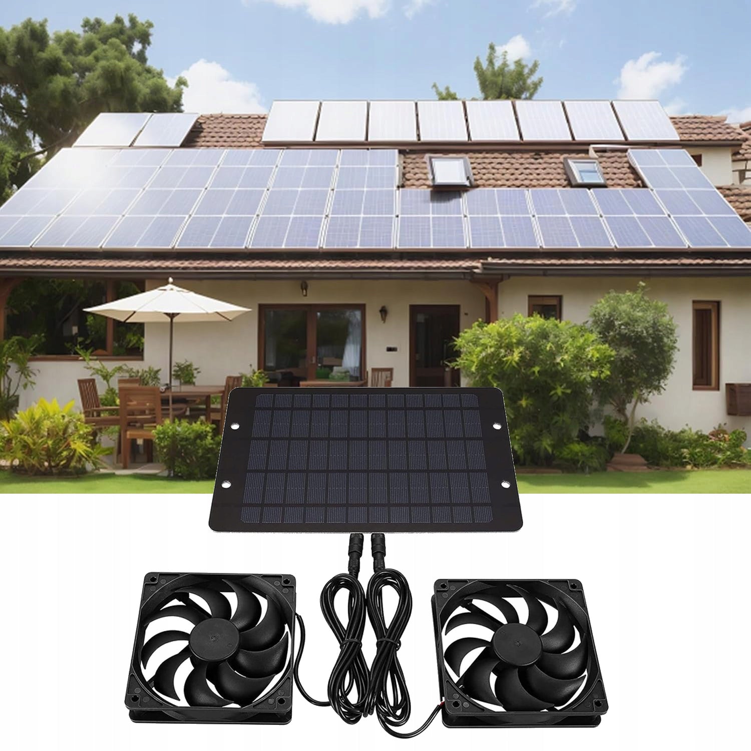 EXHAUST FAN WITH SOLAR PANEL, SOLAR POWERED Packaging status original