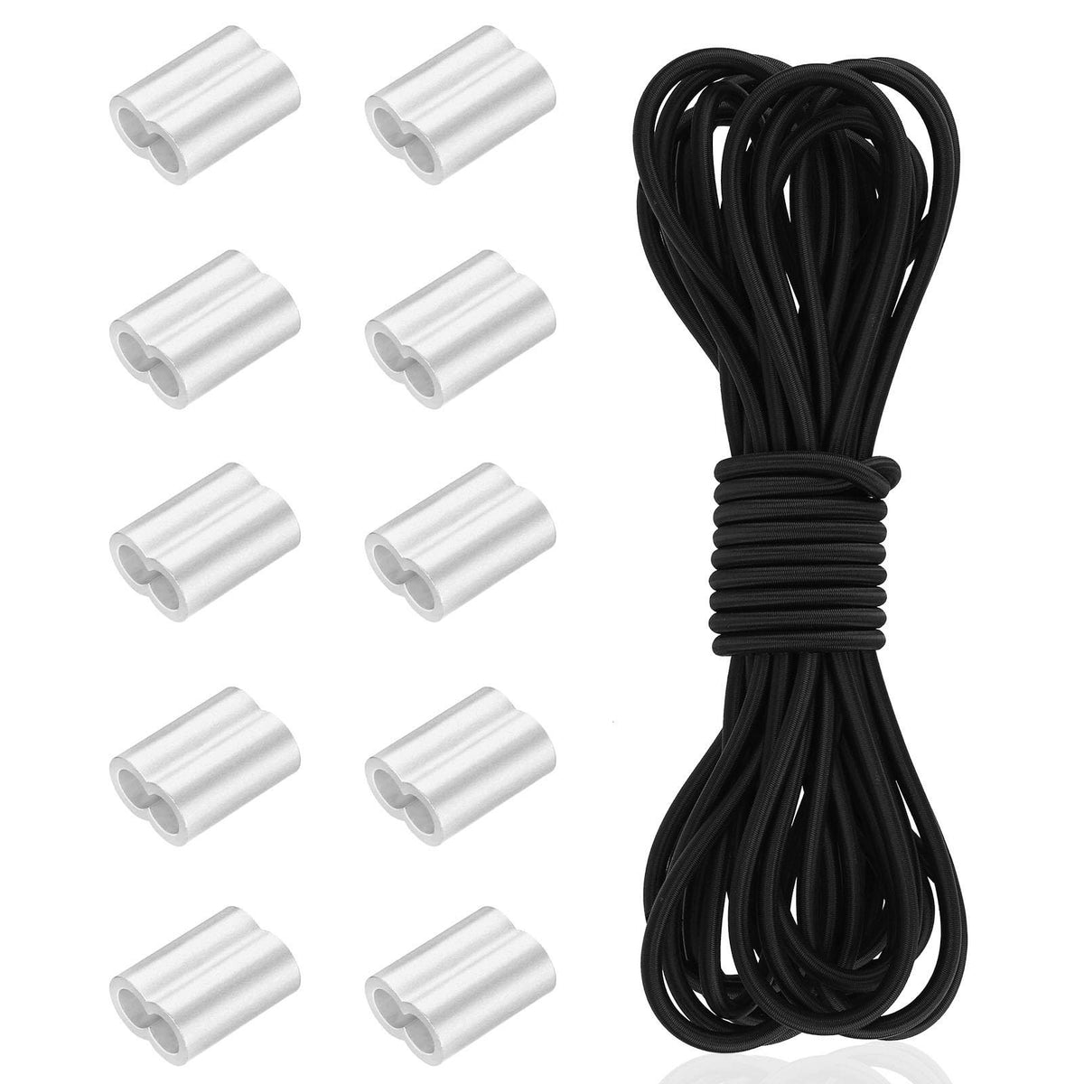 EXPANDER CABLE 8 MM X 10 M BLACK NYLON RUBBER FOR CAMPING TARPAULIN