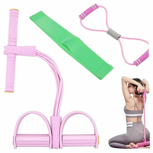EXPANDER FITNESS SET OF 3 ELEMENTS BELLY TRAINER BACK TAPE FOR HOME