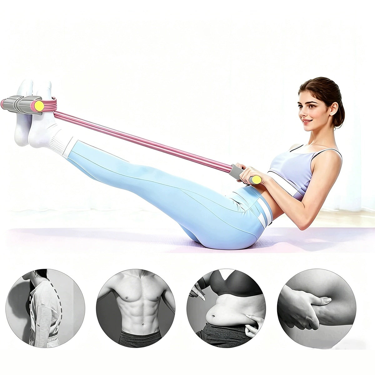 EXPANDER RUBBER FOR ABDOMINAL EXERCISES STRETCHING RESISTANCE TRAINING TAPE ROSES Width 26 mm
