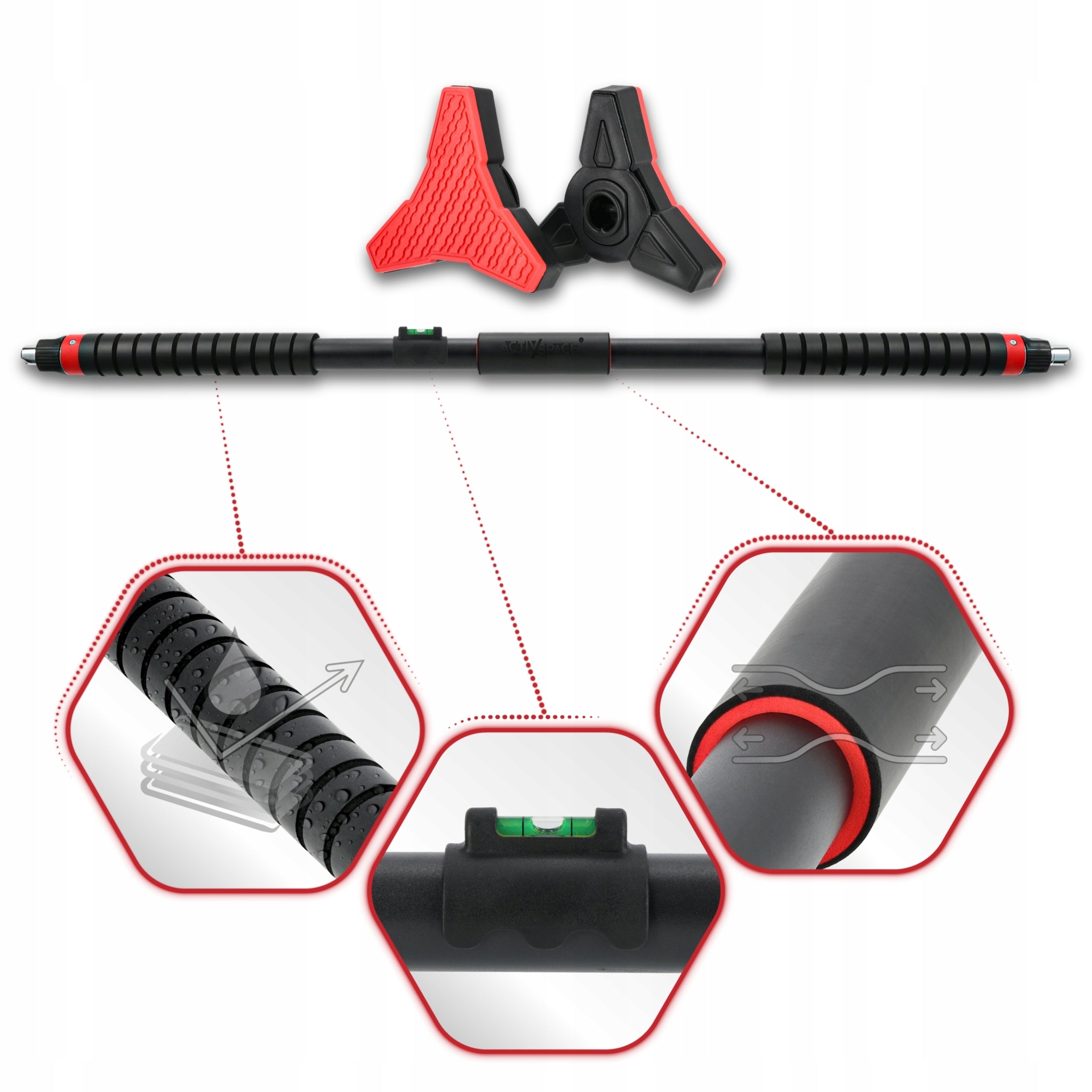 EXPANSION BAR FOR PULL-UP EXERCISES ADJUSTABLE STEEL 98-130CM PREMIUM Model Drążek rozporowy regulowany stalowy do podciągania