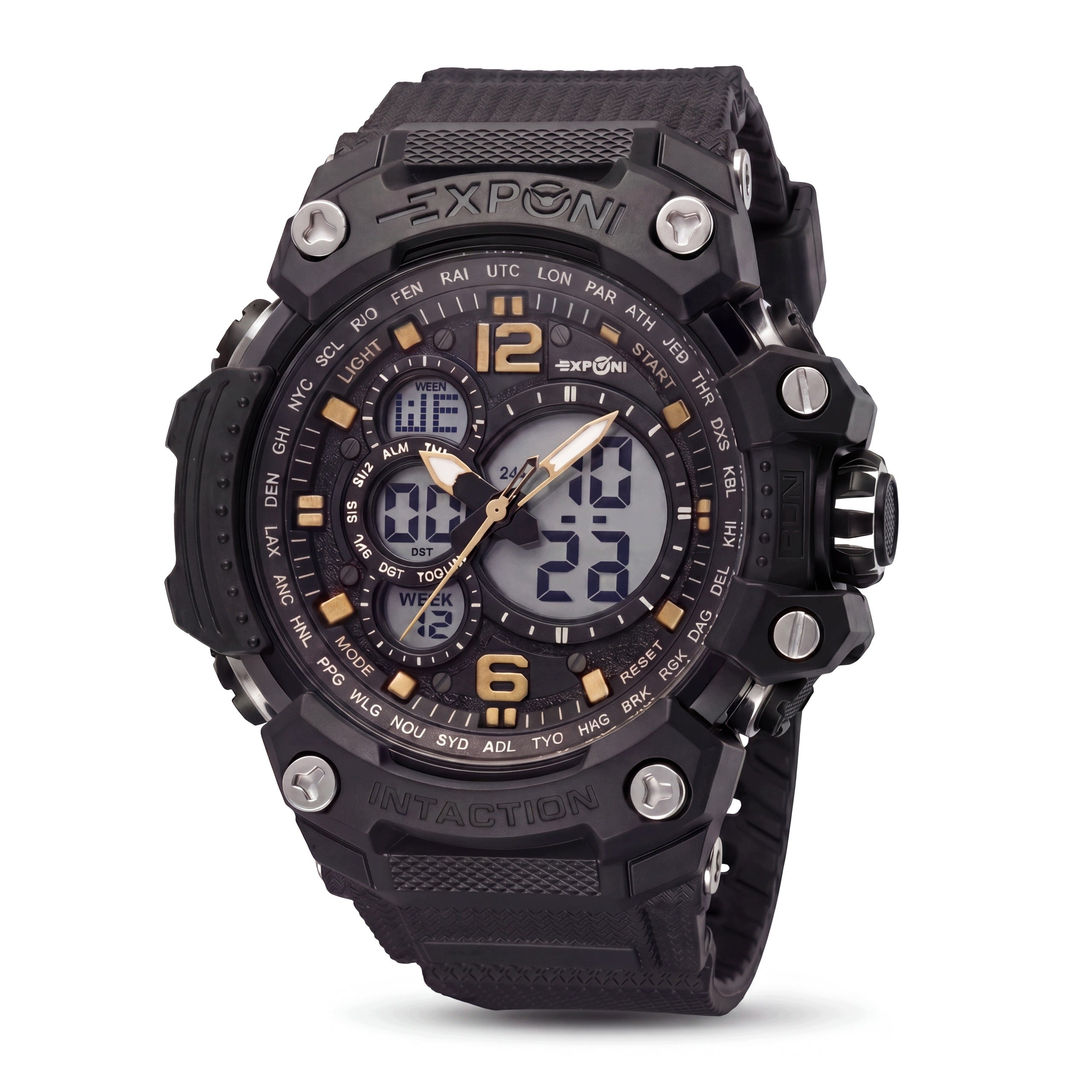 EXPONI Tactical Watch Great Huge Black Durable Waterproof