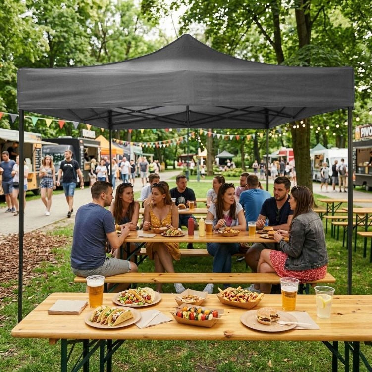 EXPRESS PAVILION 3x3 m GARDEN TENT AUTOMATIC 4 WALLS GREY Manufacturer no brand