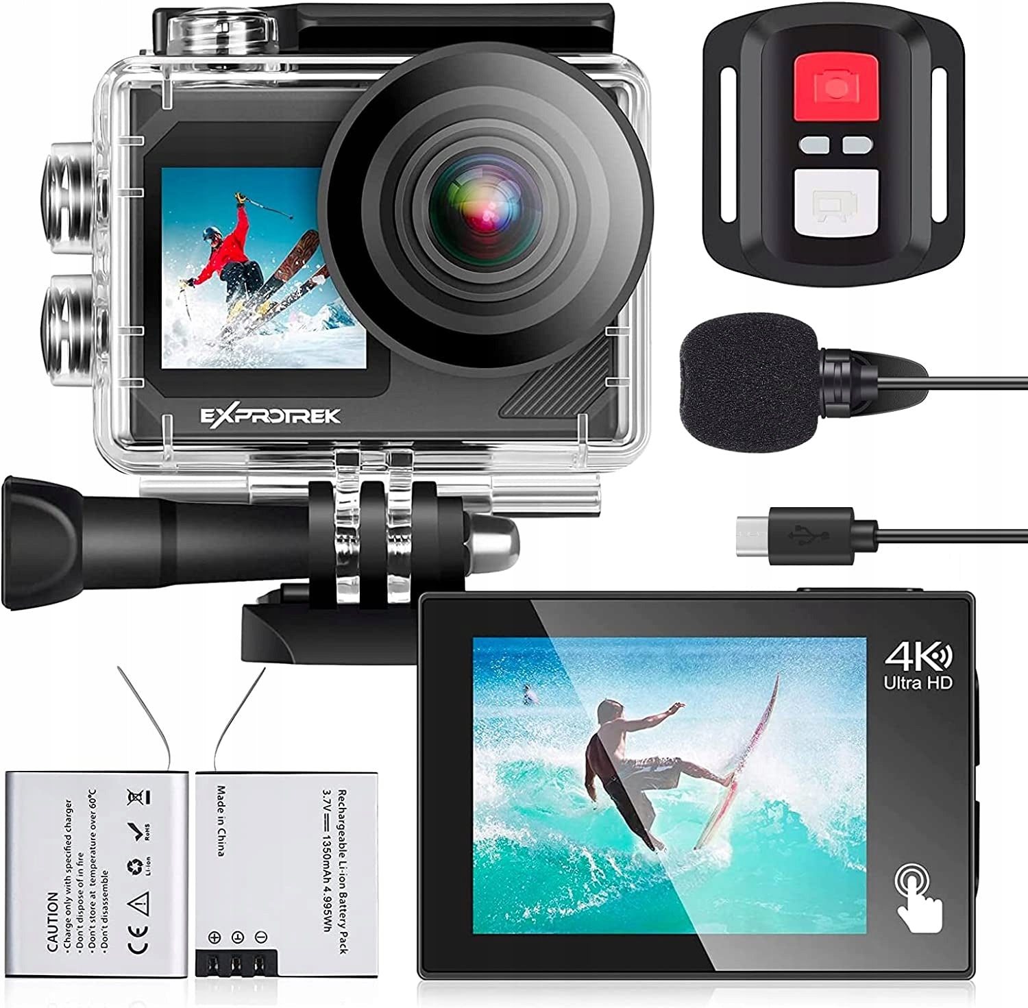 EXPROTREK 4K HD 4K UHD wifi 40m Waterproof Sports Camera and Remote Control