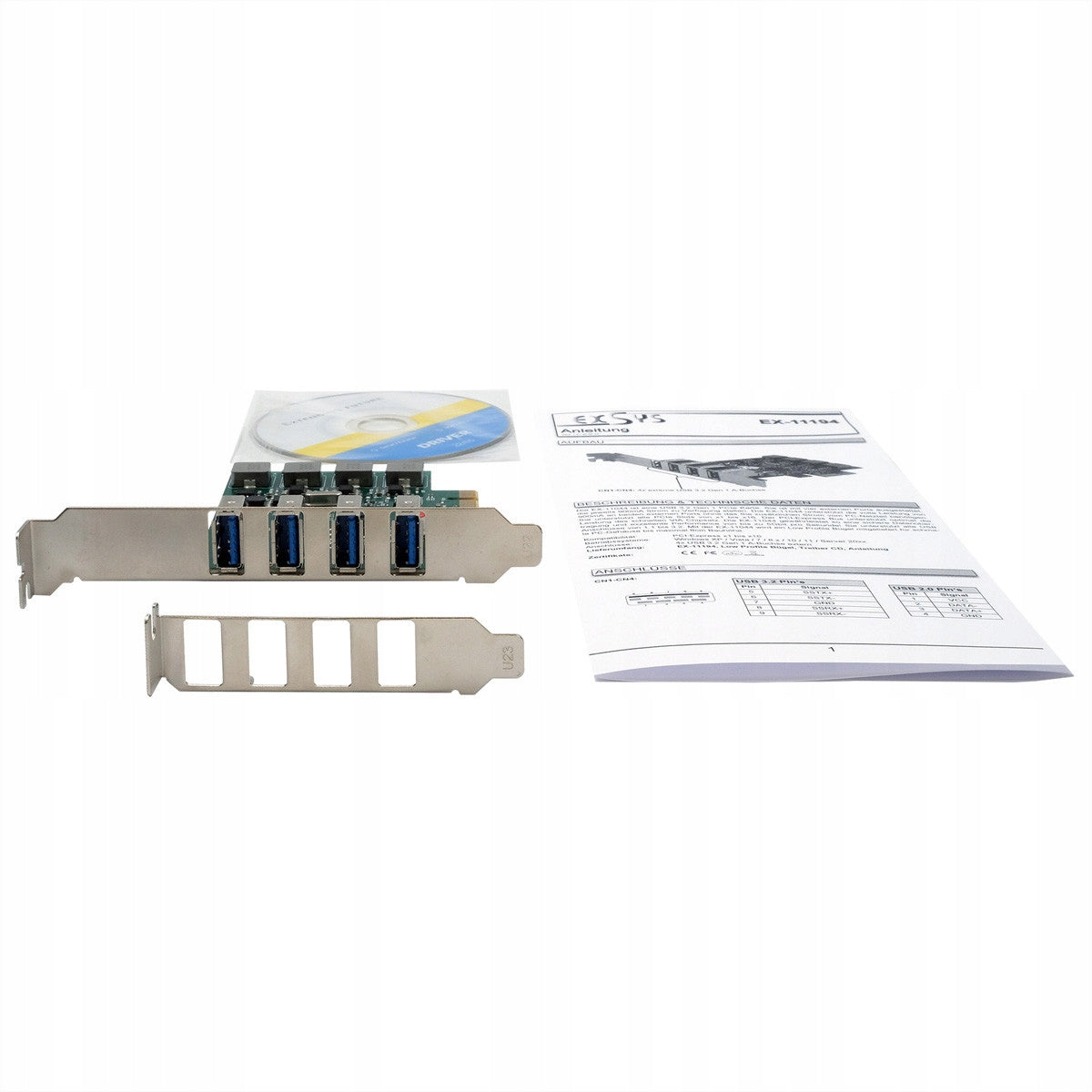 EXSYS EX-11194 USB card 4-ports 3.2 Gen 1 PCIe Interface PCI-E