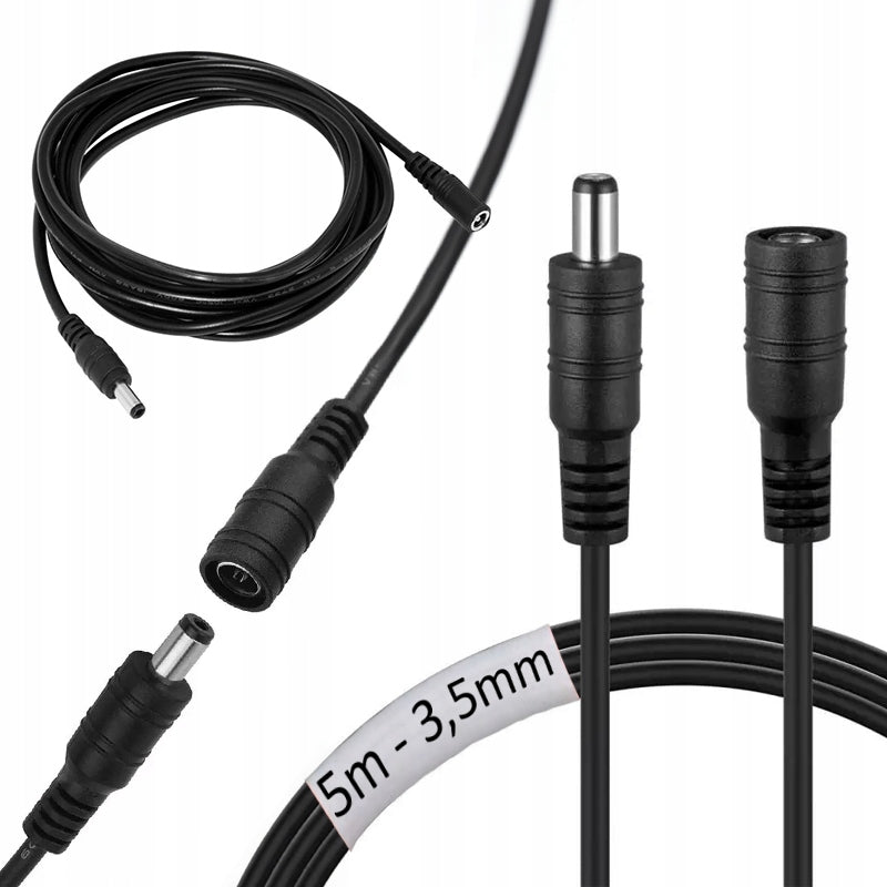 EXTENSION CABLE 5m POWER CABLE FOR IP CAMERAS CABLE DC 12V 3.5mm