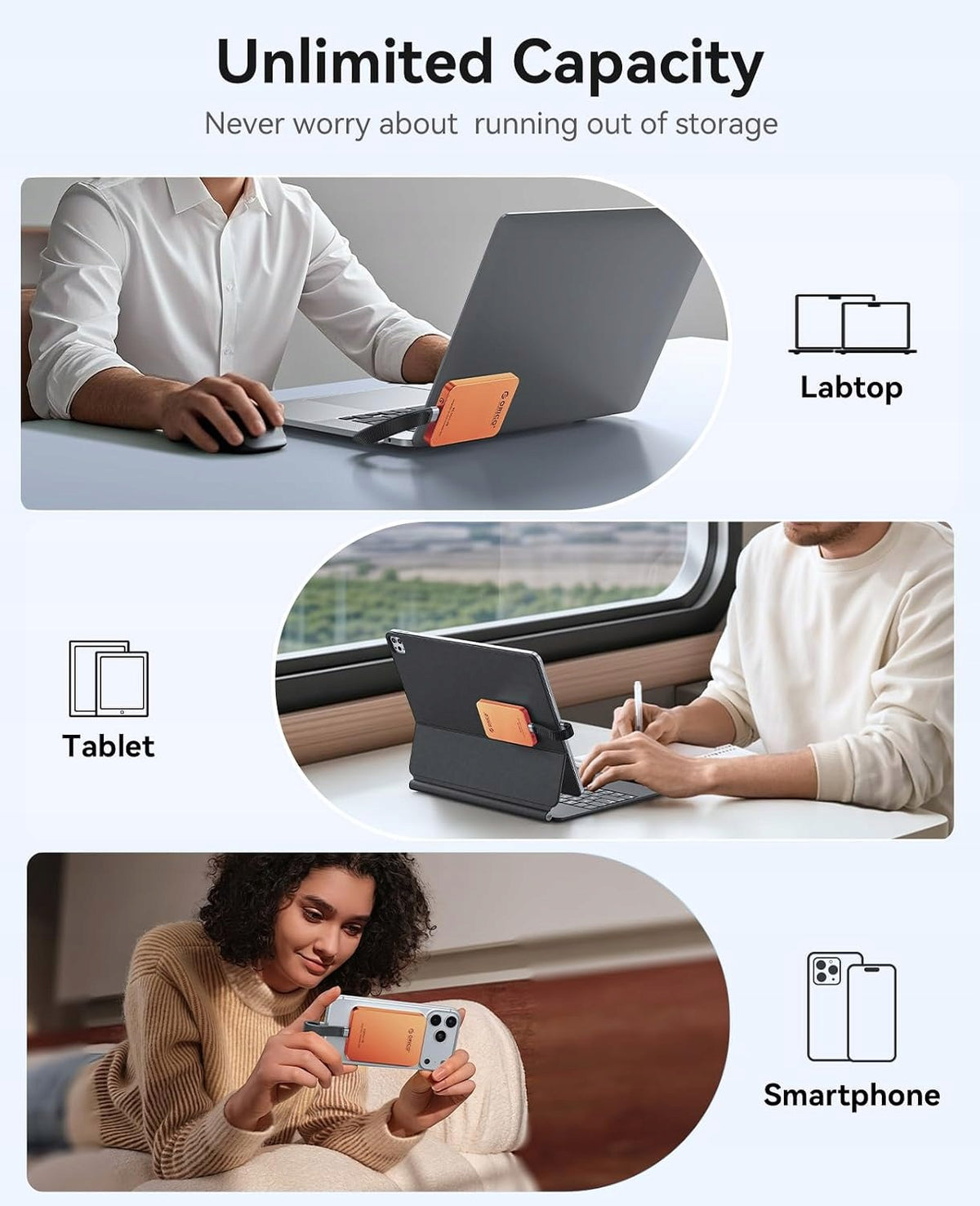 EXTERNAL DRIVE SSD 1TB MAGNETIC USB-C 460MB/S ALUMINUM Model ORICO 1TB Magnetyczny zewnętrzny dysk SSD, stop al