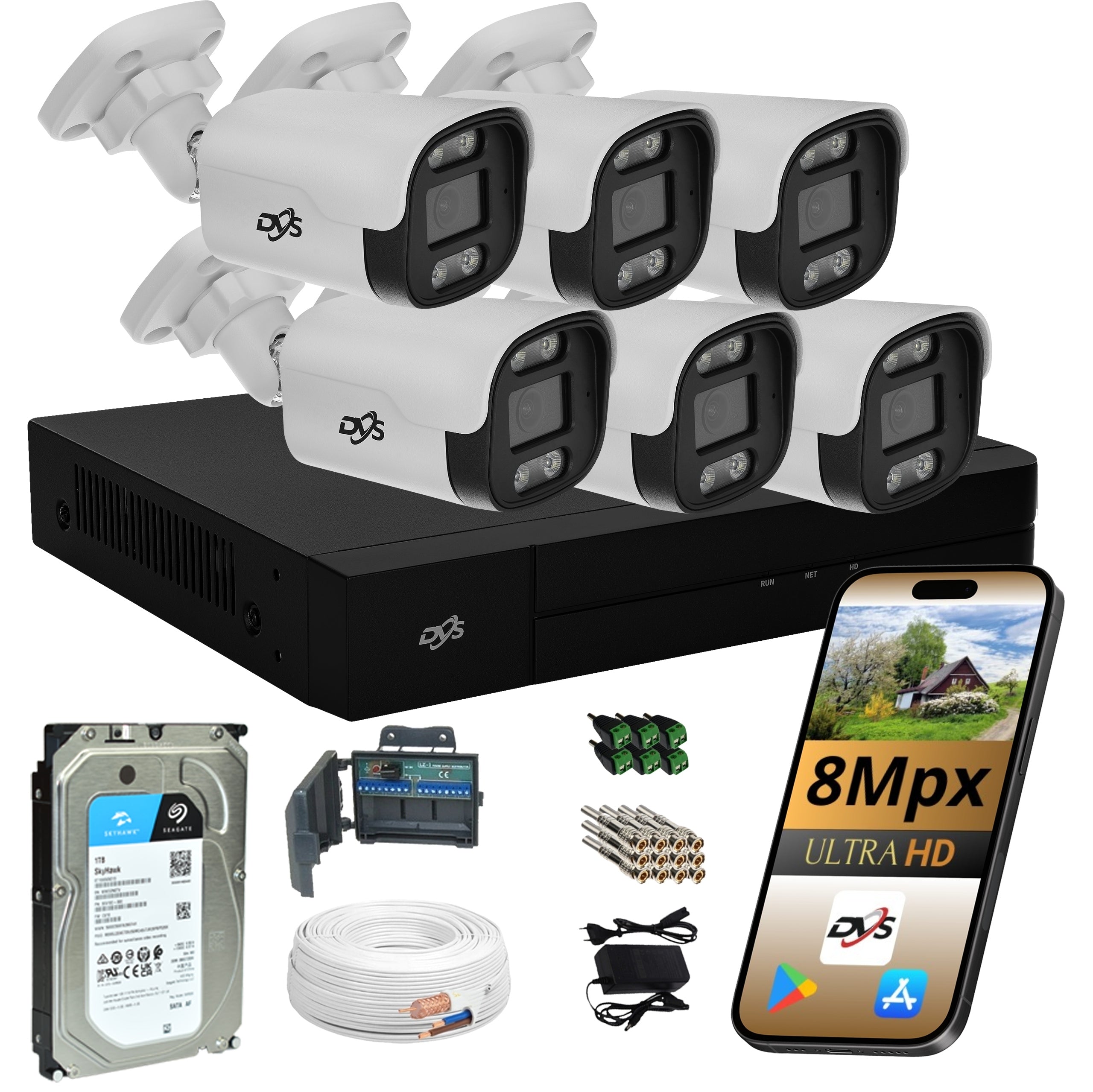 EXTERNAL MONITORING KIT 6x ANALOG CAMERA 8Mpx DUAL LIGHT ANALOG