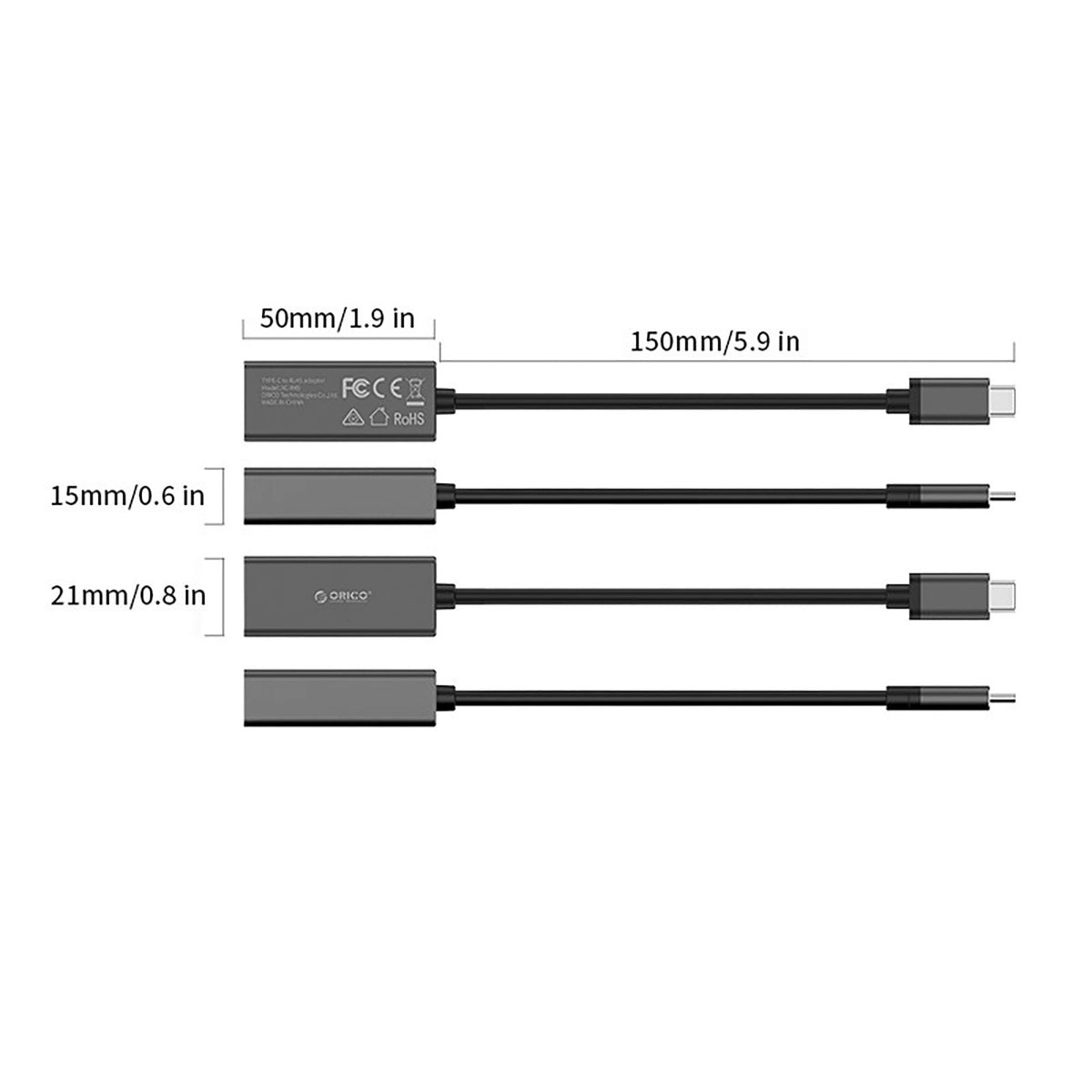 EXTERNAL NETWORK ADAPTER USB-C TO RJ45 LAN Ethernet 1Gbps Orico Manufacturer code 6942227180629