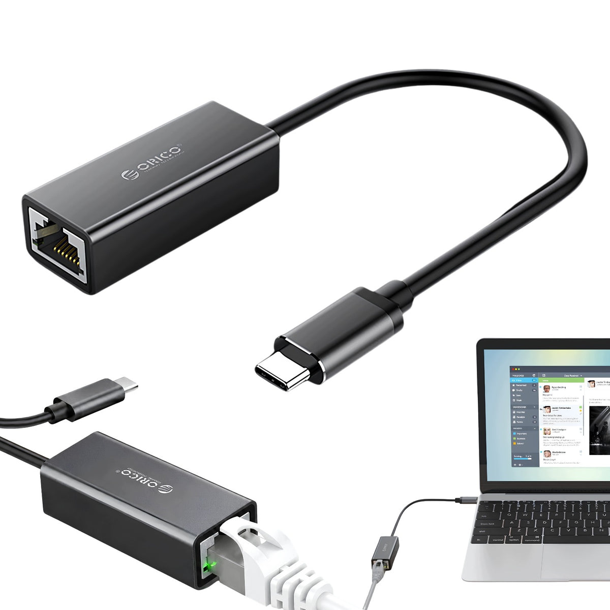 EXTERNAL NETWORK ADAPTER USB-C TO RJ45 LAN Ethernet 1Gbps Orico