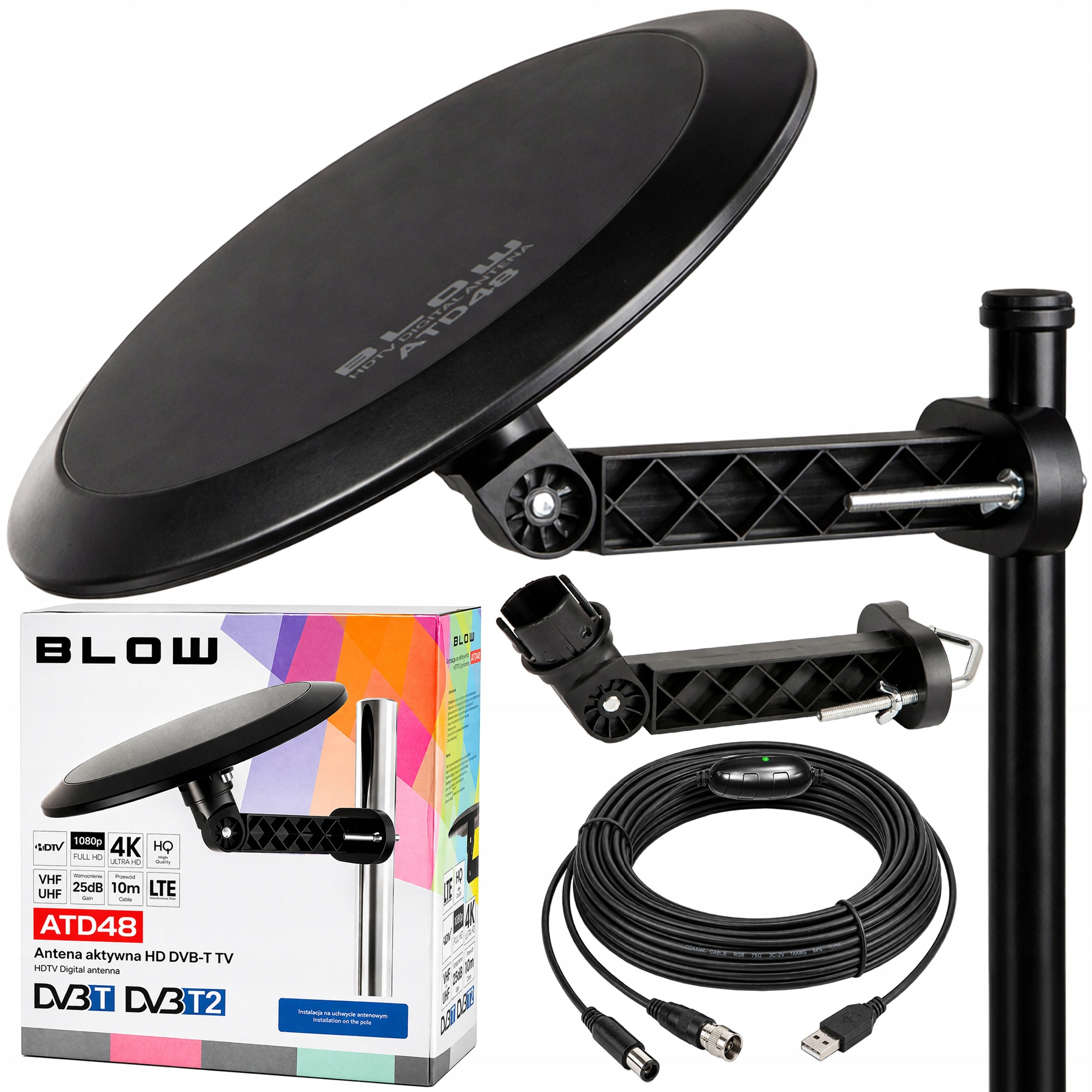 EXTERNAL OMNIDIRECTIONAL ANTENNA DVB-T 4K FOR TERRESTRIAL TV 360 ACTIVE LTE MUX-8